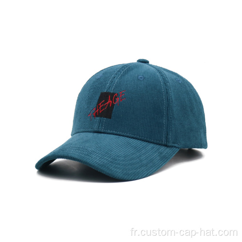 Casquette de baseball bleue à 6 panneaux avec brodé